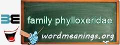 WordMeaning blackboard for family phylloxeridae